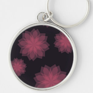 Rosa, cool, trendig, modern blomabstraktion rund silverfärgad nyckelring