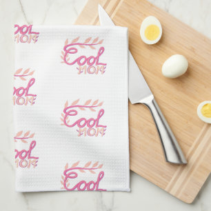 Rosa Coola Mamma Hand Lettering Mönster Mor's Day Kökshandduk