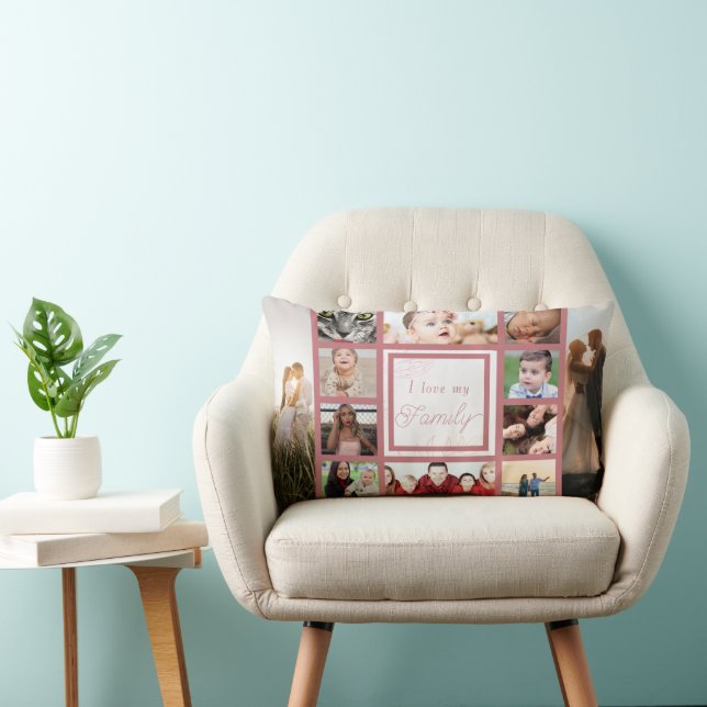 Rosa Coola & Trendig I Kärlek - min familjs fotoko Lumbarkudde (Stol)