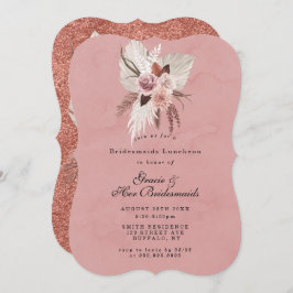 Rosa Copper Tropical Bridesmaids Luncheon Inbjudan