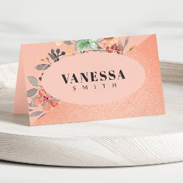  Rosa Copper Watercolor Blommigt Chic Bröllop Placeringskort