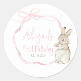 Rosa Coquett Peter på Kanin 1:a bir 1:a födelsedag Runt Klistermärke
