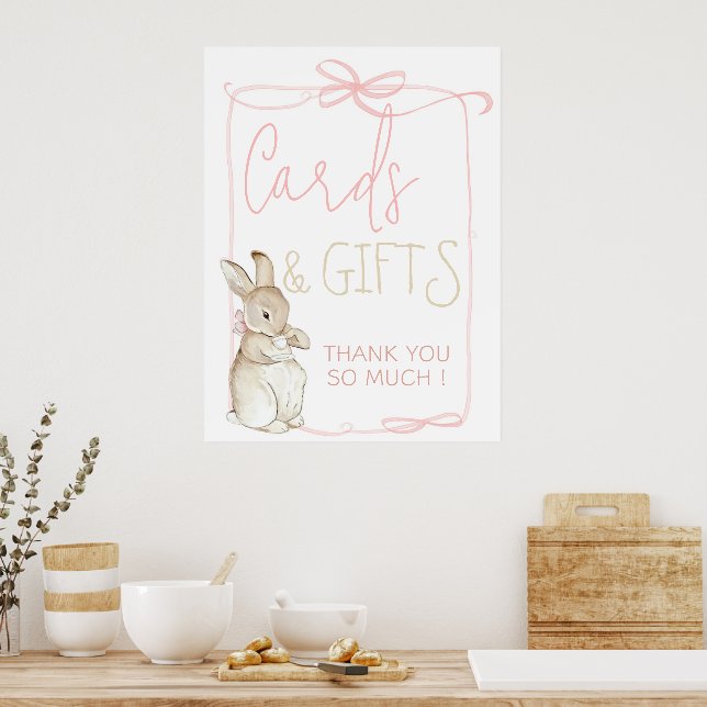 Rosa Coquett Peter Rabbit Födelsedagskort Gifts Poster (Kök)