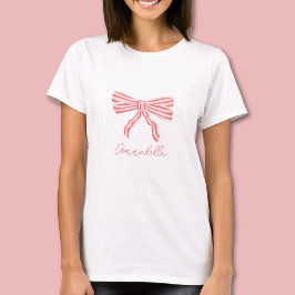 Rosa Coquette Aesthetic Bow Girly  T Shirt