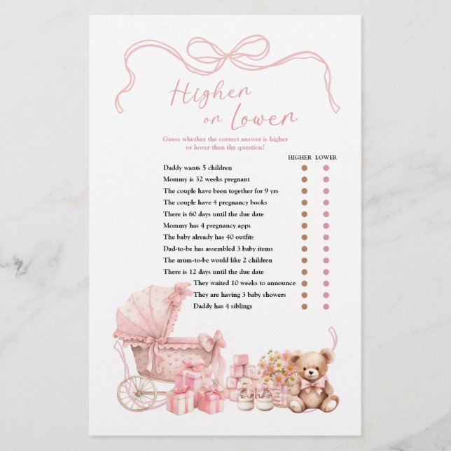 Rosa Coquette Babyvagn Högre eller Lägre  (Framsida)