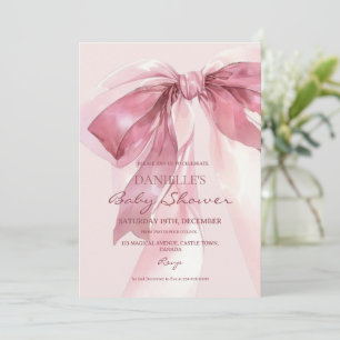 Rosa Coquette-båge Babyflicka Shower Inbjudningar
