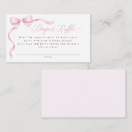 Rosa Coquette Båge Blöja Lotteri Baby Shower Tilläggskort