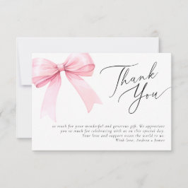 Rosa Coquette-båge Bröllopsdusch Tack Kort