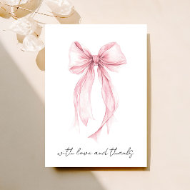 Rosa Coquette-båge Vattenfärg Bröllopsfest Tack Kort