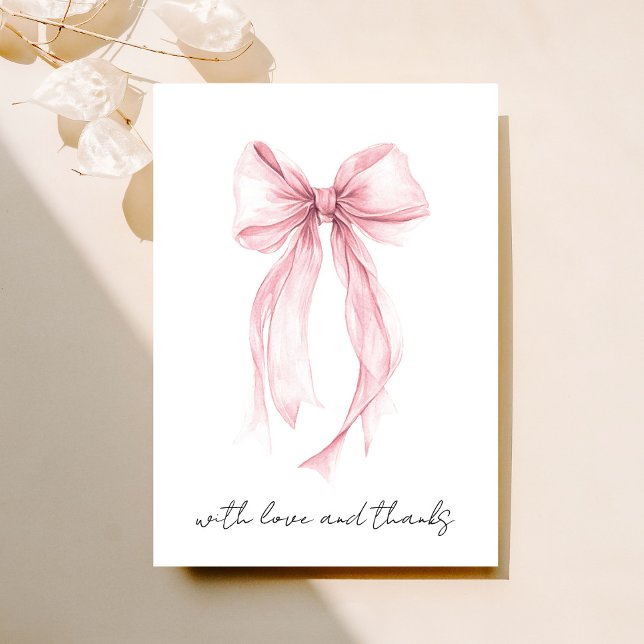 Rosa Coquette-båge Vattenfärg Bröllopsfest Tack Kort (Skapare uppladdad)
