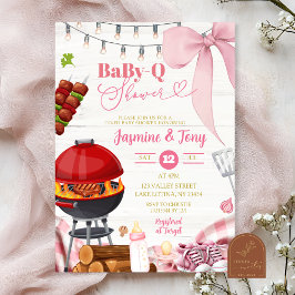 Rosa Coquette Bakgård BabyQ Baby Shower Inbjudningar