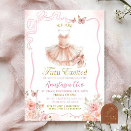 Rosa Coquette Ballerina Tutu Blommig Baby Shower Inbjudningar