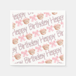 Rosa Coquette Bears och Rosett band Pappersservett