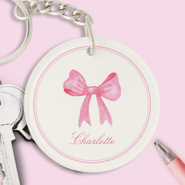 Rosa Coquette Bow Acrylic Keychain