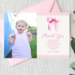 Rosa Coquette Bow Anpassningsbar Bild Födelsedagsf Tack Kort<br><div class="desc">Det här är en Elegant Rosa Coquette Bow Anpassningsbar Bild Födelsedagsfest - tackkort!</div>