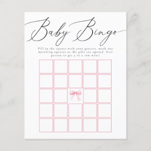 Rosa Coquette Bow Baby Bingo Shower Game