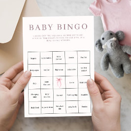 Rosa Coquette Bow Baby Shower Bingo