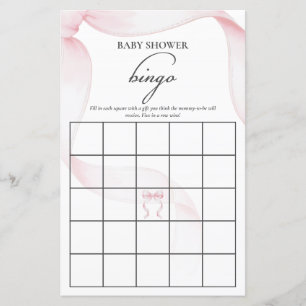 Rosa Coquette Bow Baby Shower Bingo Game