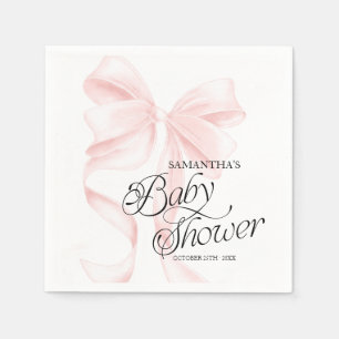 Rosa Coquette Bow Baby Shower-fester Servetter