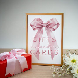 Rosa Coquette Bow Baby Shower Gifts & Cards Sign - Poster