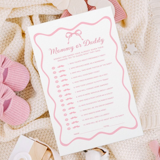 Rosa Coquette Bow Baby Shower gissar vem som spela (Skapare uppladdad)