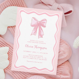 Rosa Coquette Bow Baby Shower Inbjudningar