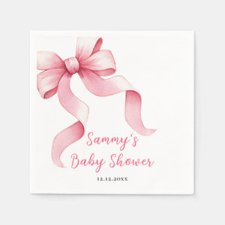 Rosa Coquette Bow Baby Shower Pappersservett