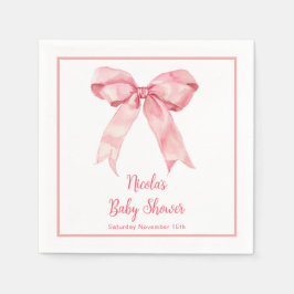 Rosa Coquette Bow Baby Shower Pappersservett
