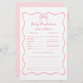 Rosa Coquette Bow Baby Shower Prediktions-spel