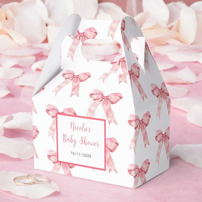 Rosa Coquette Bow Baby shower Presentaskar (Bröllop)