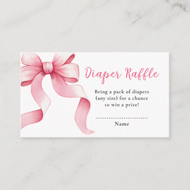 Rosa Coquette Bow Baby Shower Raffle Tilläggskort (Framsida)