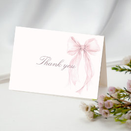 Rosa Coquette Bow Baby Shower Tack Kort
