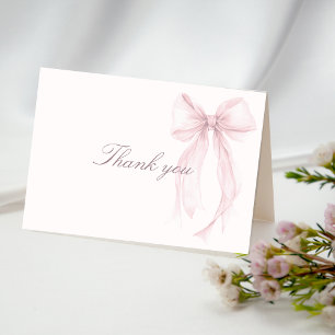 Rosa Coquette Bow Baby Shower Tack Kort