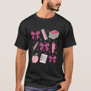 Rosa Coquette Bow Back to school Student Lacher L T Shirt