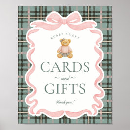 Rosa Coquette Bow Bear Randiga Kort & Gåvor Poster