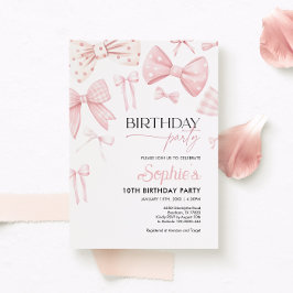 Rosa Coquette Bow Birthday-inbjudan Inbjudningar