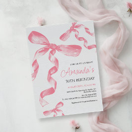 Rosa Coquette Bow Birthday-inbjudan Inbjudningar