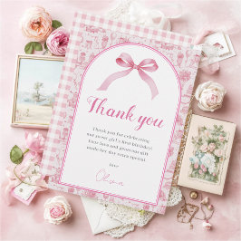 Rosa Coquette Bow Birthday - tackkort Inbjudningar