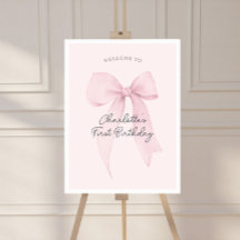 Rosa Coquette Bow Birthday Välkommen Poster