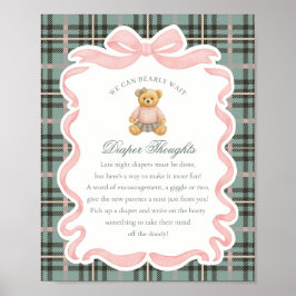 Rosa Coquette Bow Björn Rutig Blöja Tankar Poster