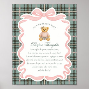 Rosa Coquette Bow Björn Rutig Blöja Tankar Poster