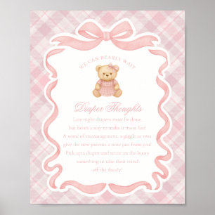 Rosa Coquette Bow Björn Rutig Blöja Tankar Poster