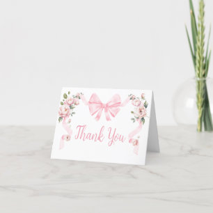 Rosa Coquette Bow Blommigt Baby Shower Tack Kort
