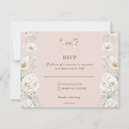 Rosa Coquette Bow Blommigt Bröllop OSA Kort