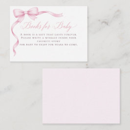 Rosa Coquette Bow Böcker för Baby Shower Tilläggskort