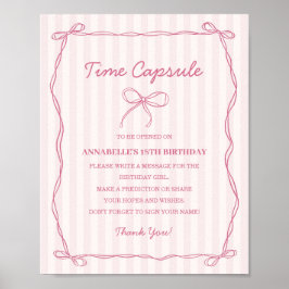 Rosa Coquette Bow Capsule Birthday Game Poster