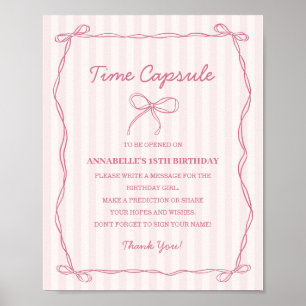 Rosa Coquette Bow Capsule Birthday Game Poster