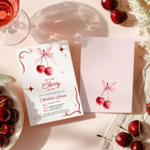 Rosa Coquette Bow Cherry on top Girl Baby Shower