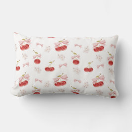 Rosa Coquette Bow Cherry Room Decor, Cherry Lumbarkudde
