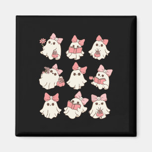 Rosa Coquette Bow Cute Ghost Halloween SpoSeas Magnet